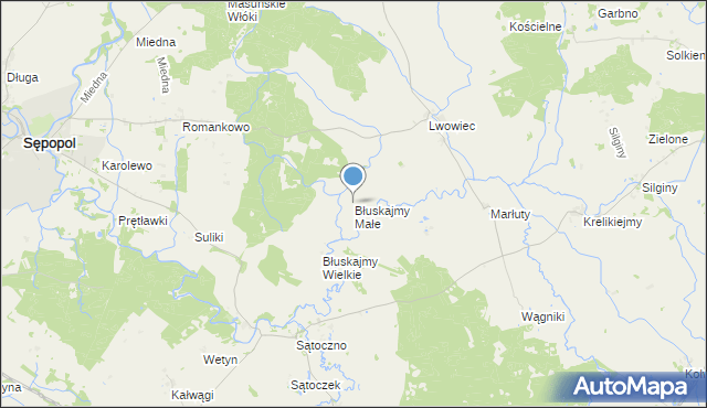 mapa Błuskajmy Małe, Błuskajmy Małe na mapie Targeo